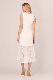 Adrianna Papell Lace Midi Flounce White Dress - Image 2 of 7