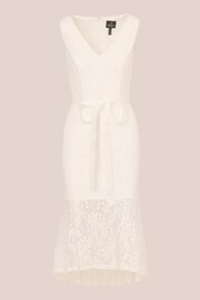 Adrianna Papell Lace Midi Flounce White Dress - Image 7 of 7