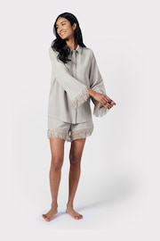Chelsea Peers Grey Sparkle Fringe-Trim Short Pyjama Set - Image 4 of 5