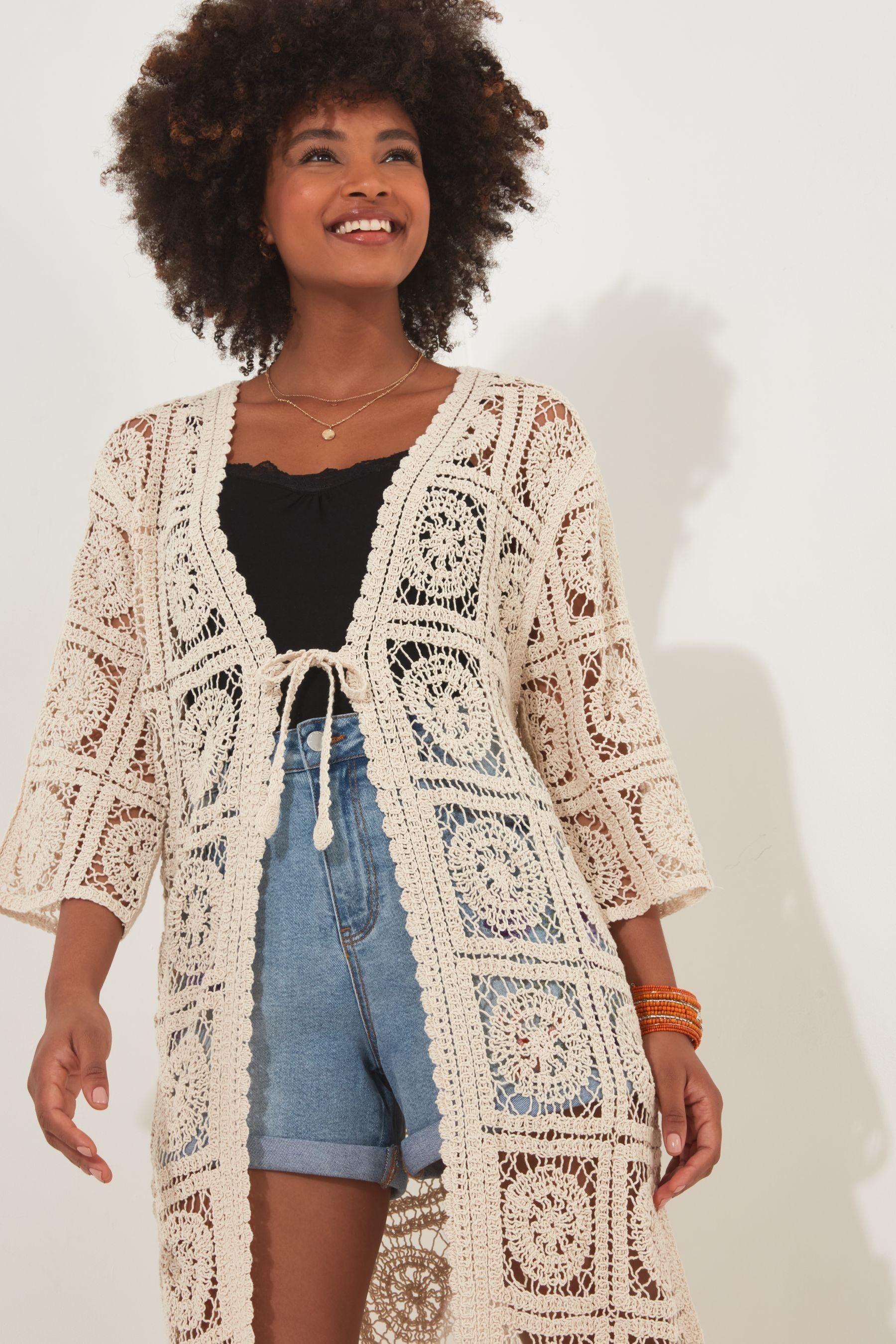 Lace longline cardigan outlet