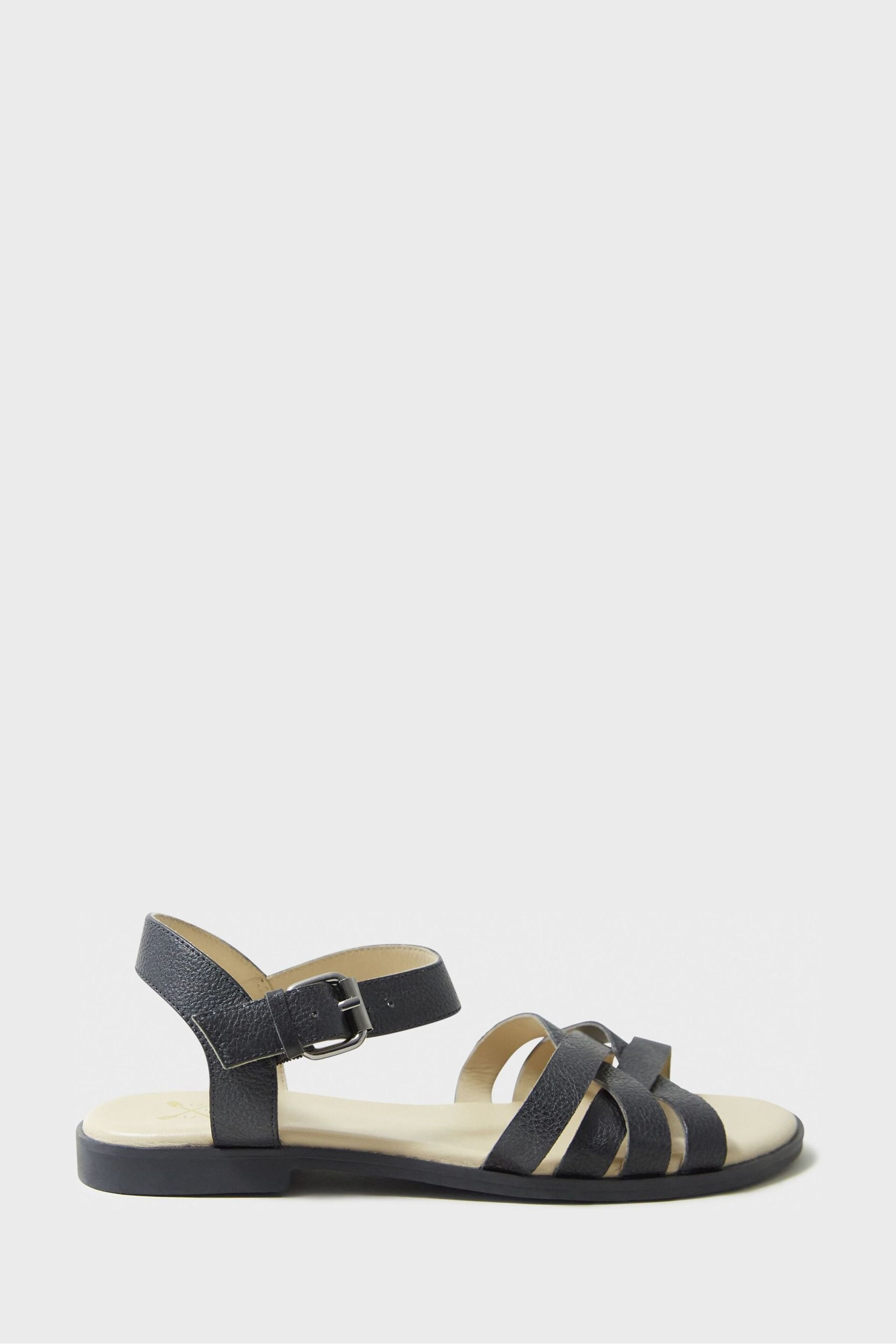 Crew Clothing Company Plain Leather T-Bar Black Sandals - Image 3 of 5