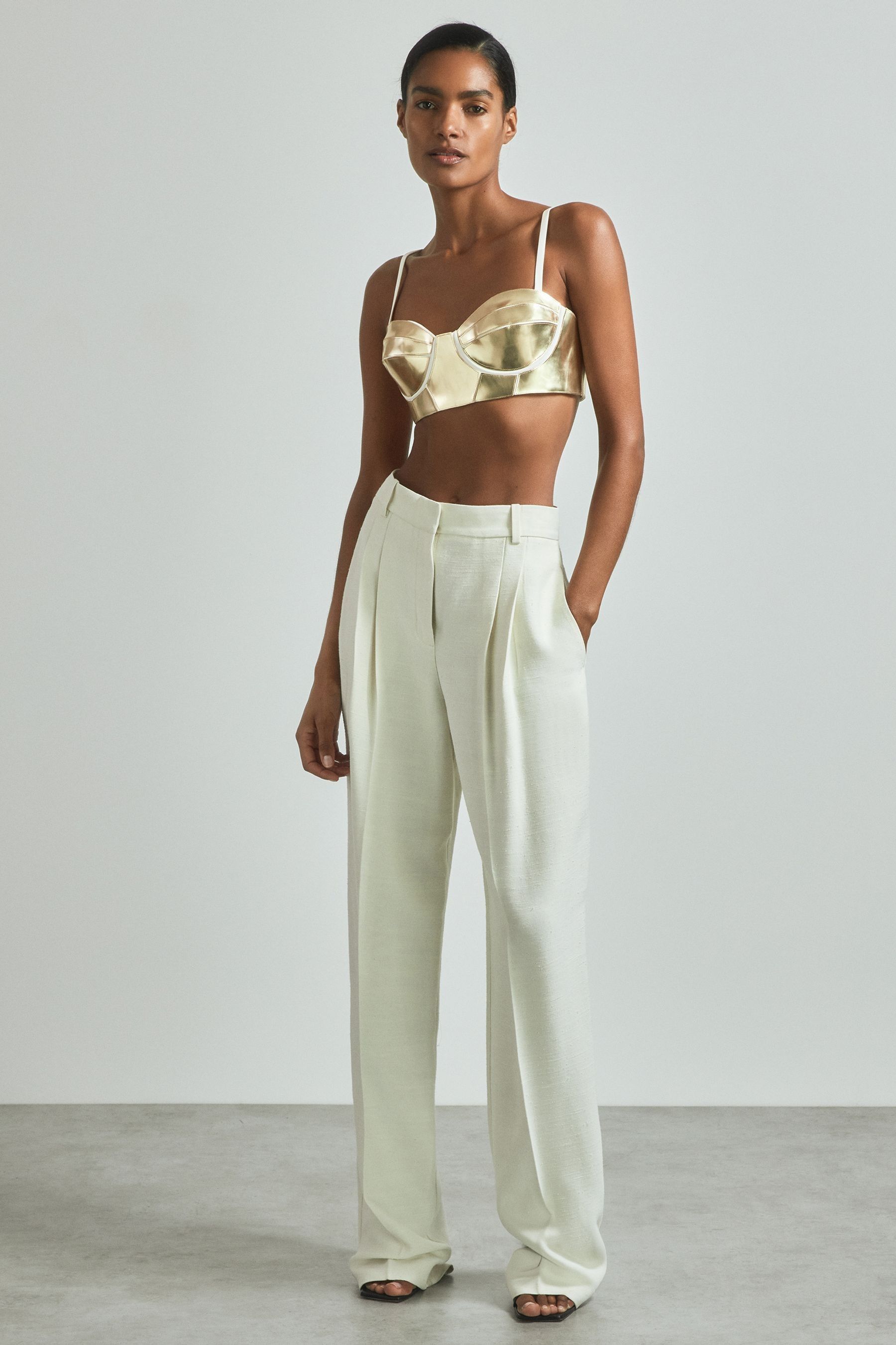 Buy Reiss Gold Viola Metallic Bustier Top from the Next UK online shop