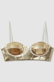 Reiss Gold Viola Metallic Bustier Top - Image 2 of 7