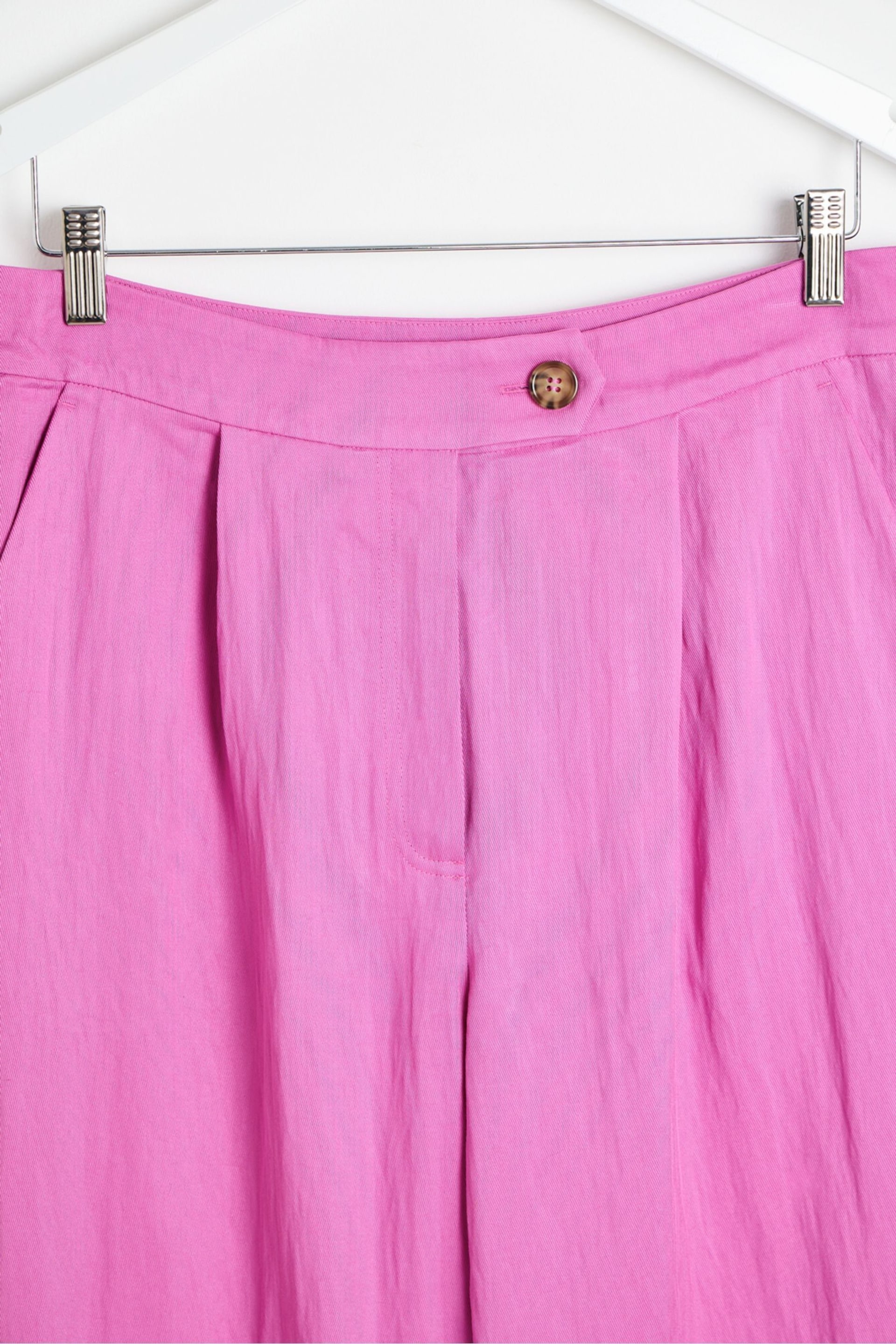 Oliver Bonas Pink Pleated Wide Leg Trousers - Image 5 of 6