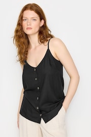 Long Tall Sally Black Button Through Cami Vest Top - Image 1 of 5