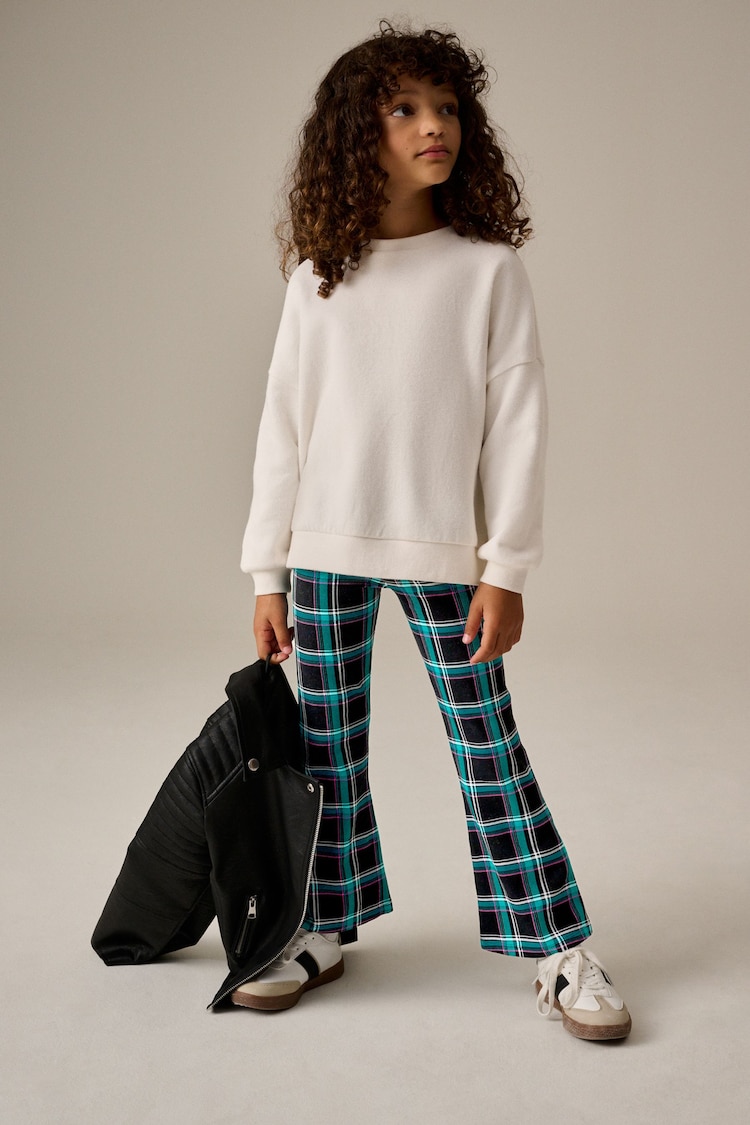 Black Multi Check Flare Leggings (3-16yrs) - Image 2 of 8