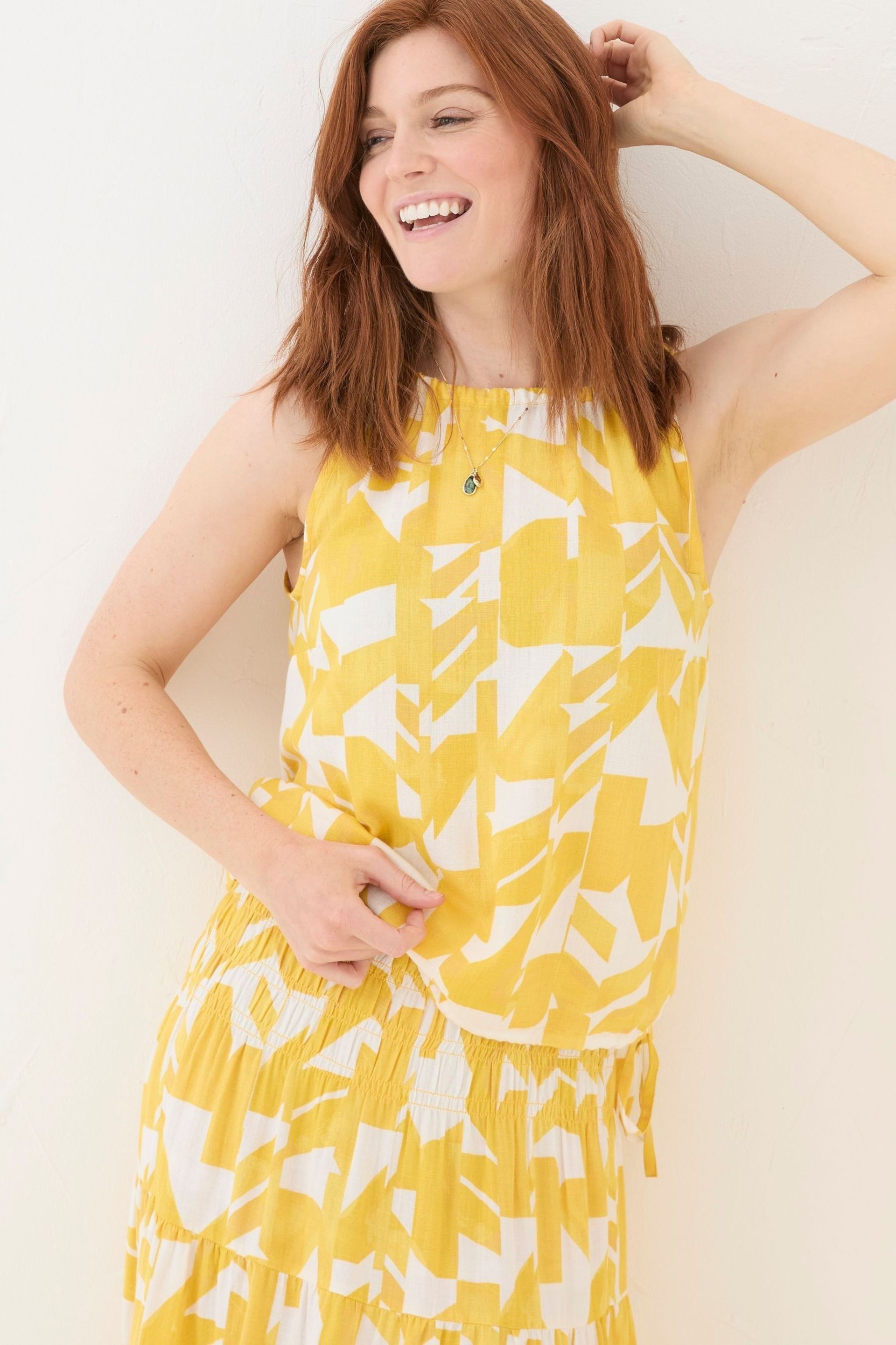 FatFace Yellow Lyra Med Geo Cami - Image 1 of 5