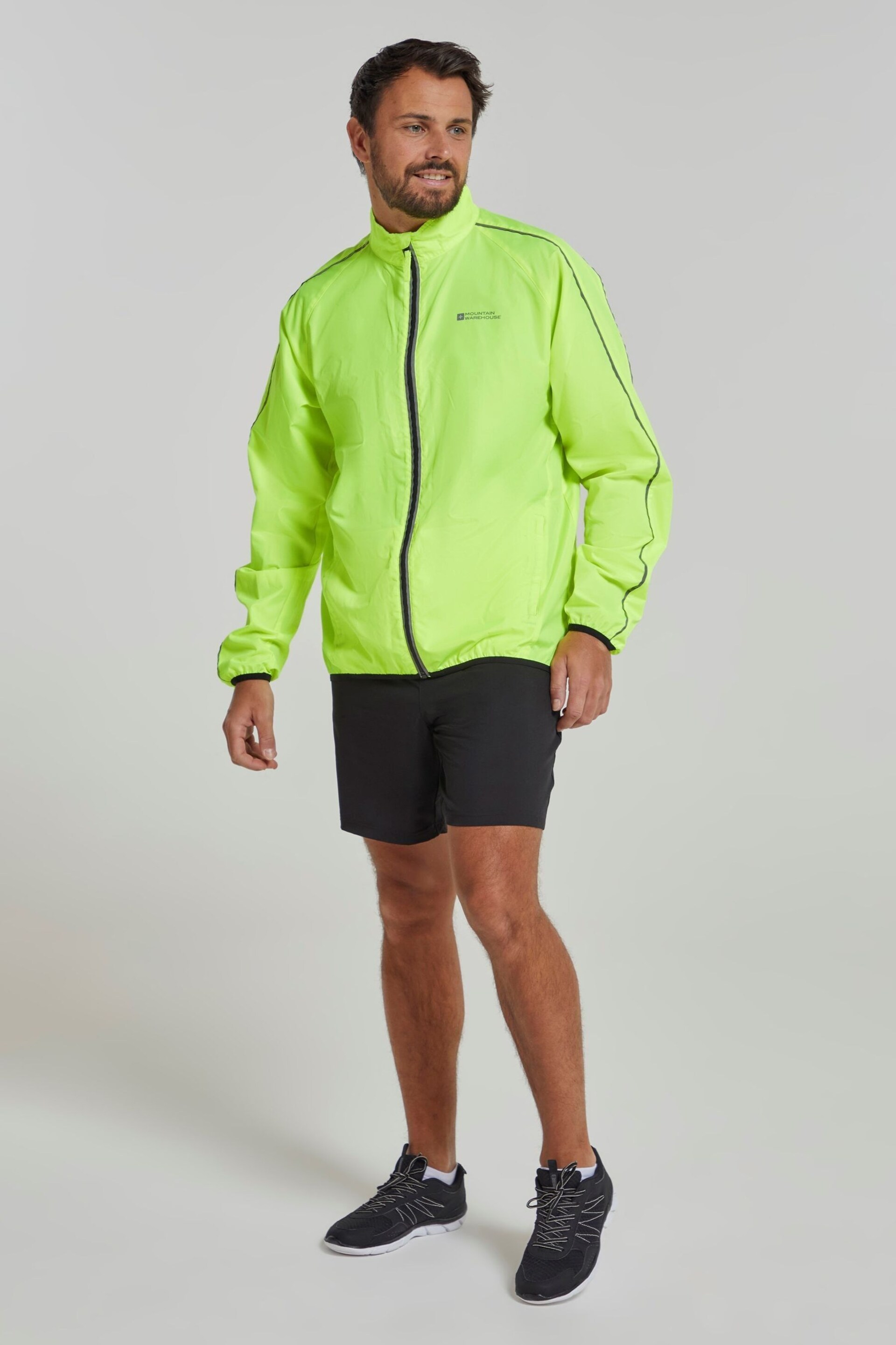 Mountain Warehouse Yellow Mens Force Reflective Water Resistant Running and Cycling Jacket - Image 1 of 5