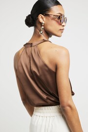 River Island Brown Satin Halter Top - Image 2 of 4