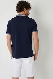 Threadbare Navy Cotton Contrast Collar Polo Shirt - Image 3 of 4