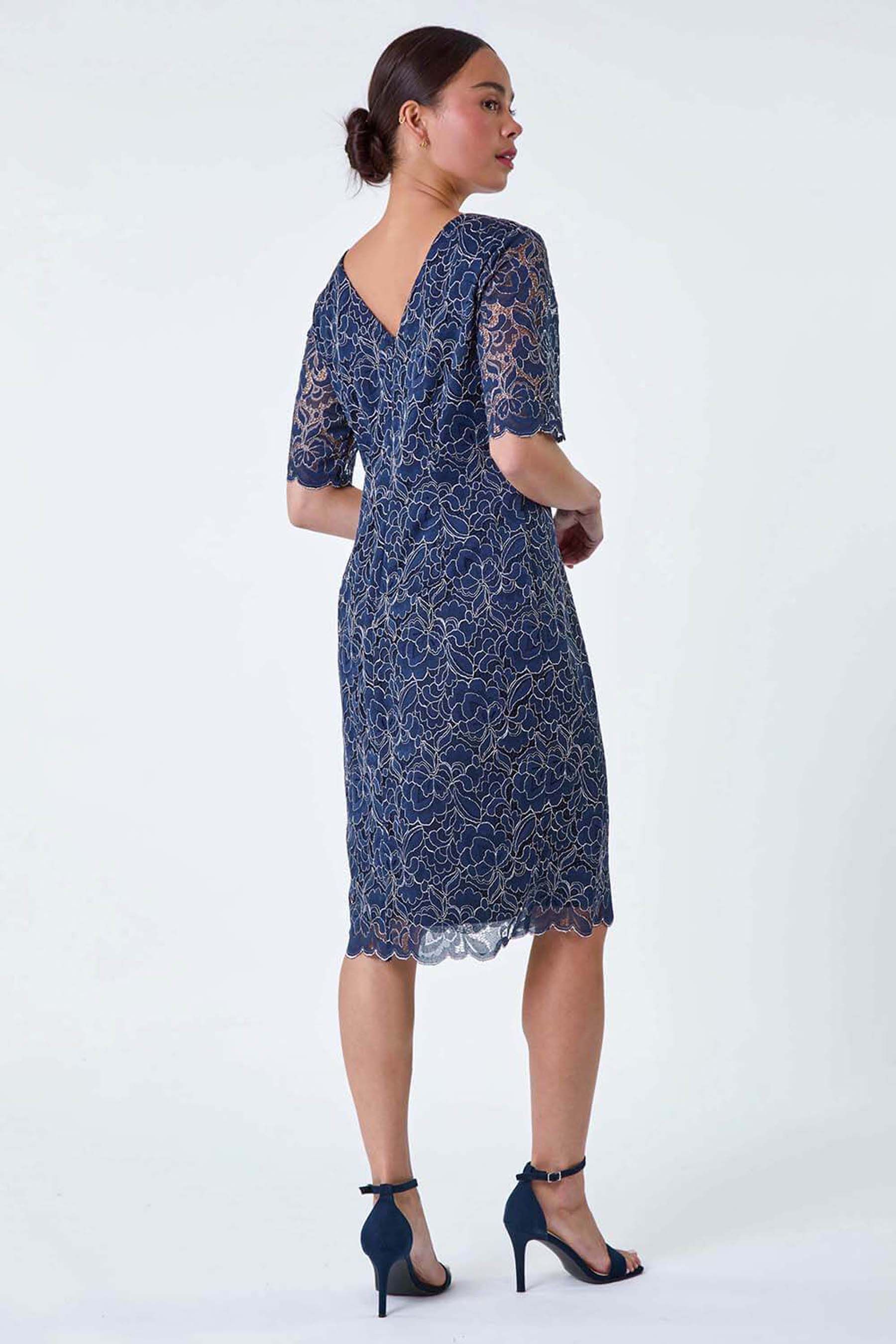 Buy Roman Blue Lace Overlay Shift Dress from the Next UK online shop