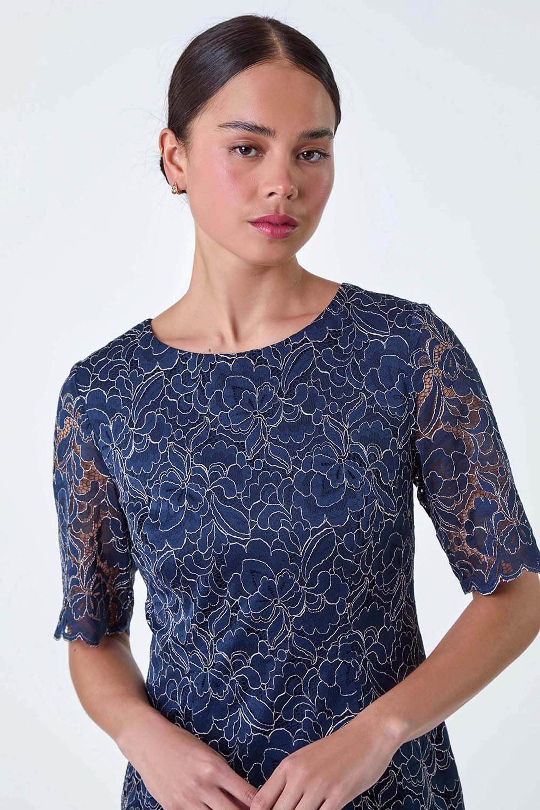 Buy Roman Blue Lace Overlay Shift Dress from the Next UK online shop