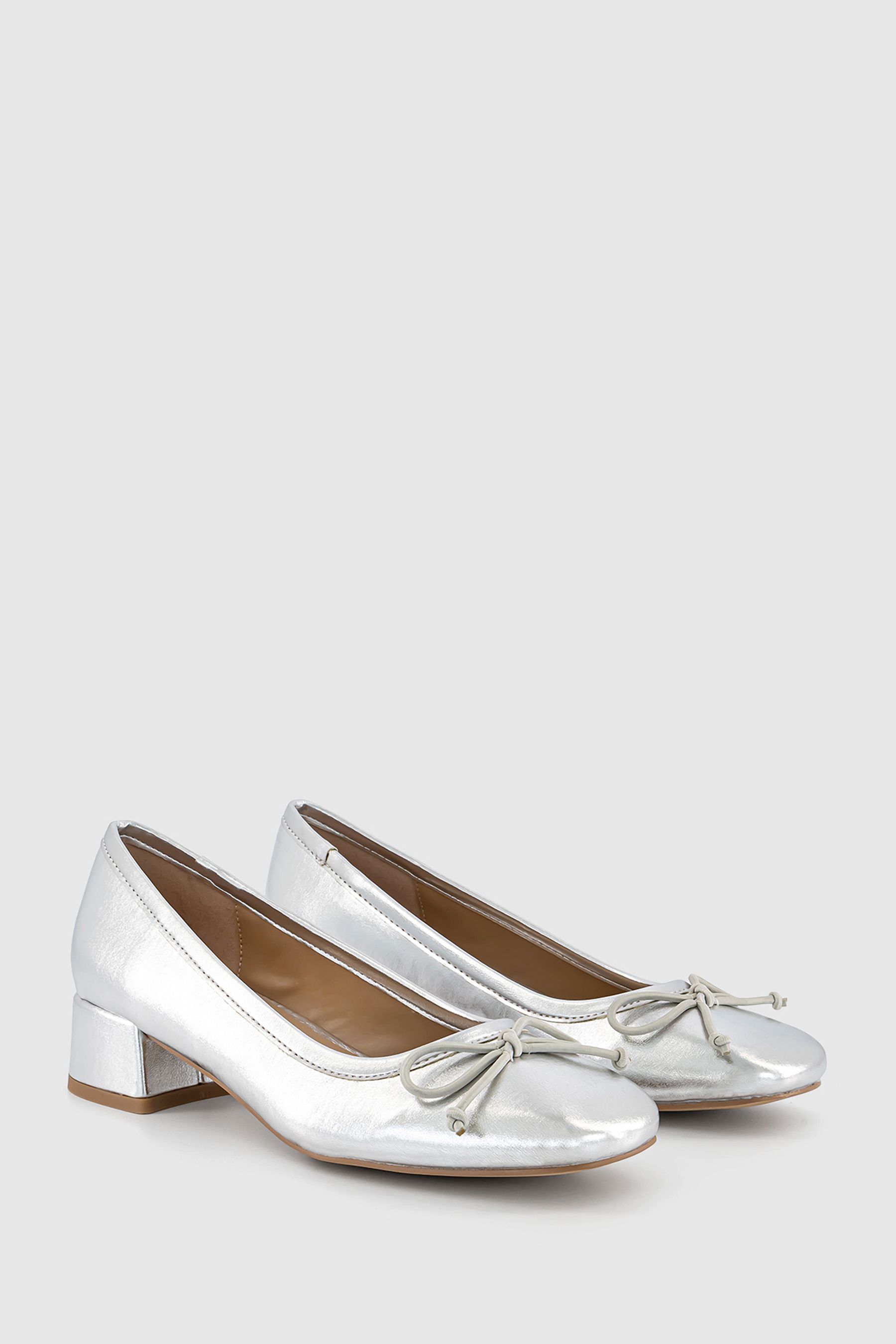 Women s Office Metallic Low Block Heel Ballerinas