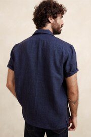 Banana Republic Blue Embroidered Linen Resort Shirt - Image 2 of 3
