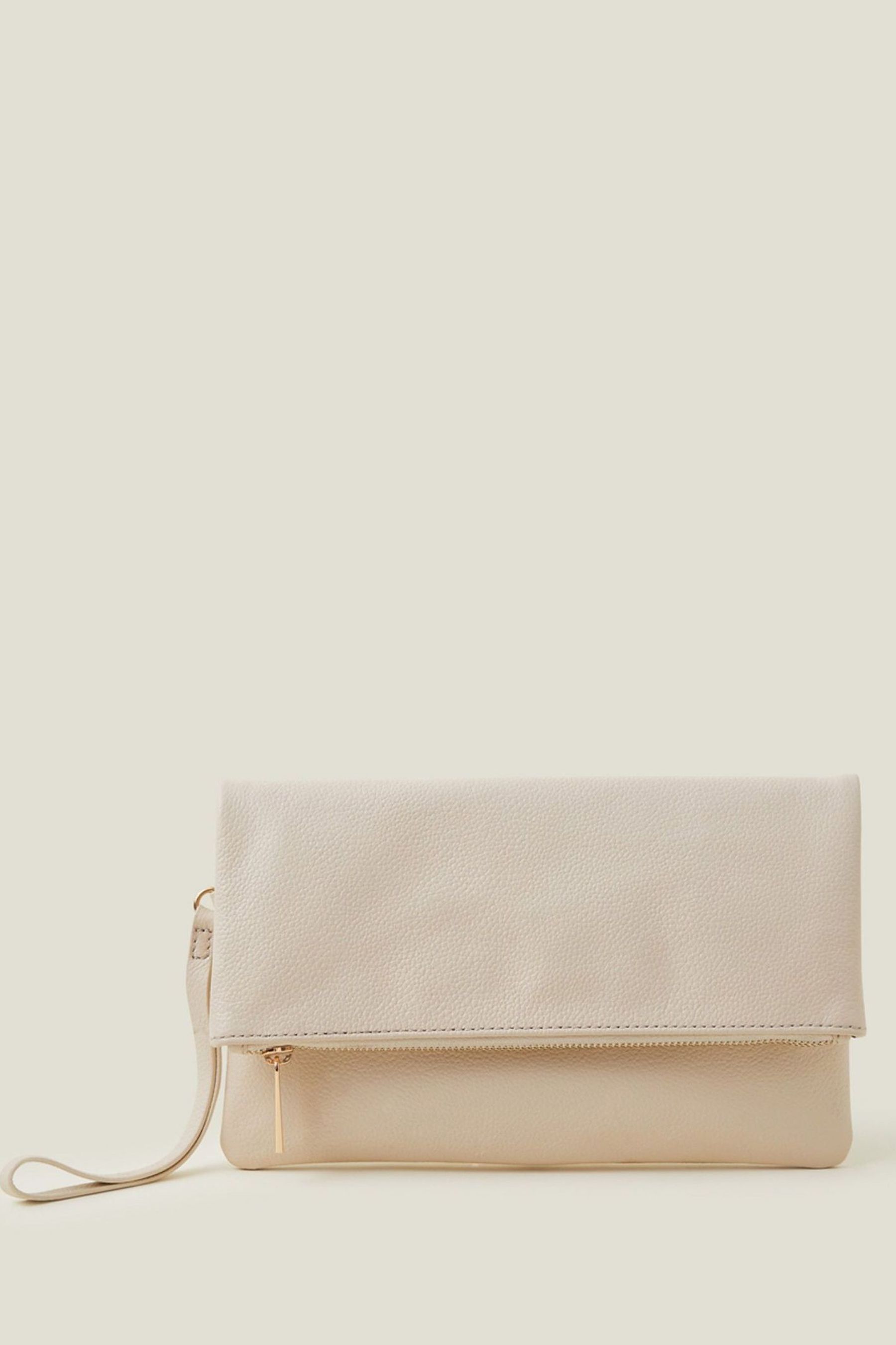 Buy Accessorize Cream Leather Fold Over Clutch Bag from Next Luxembourg