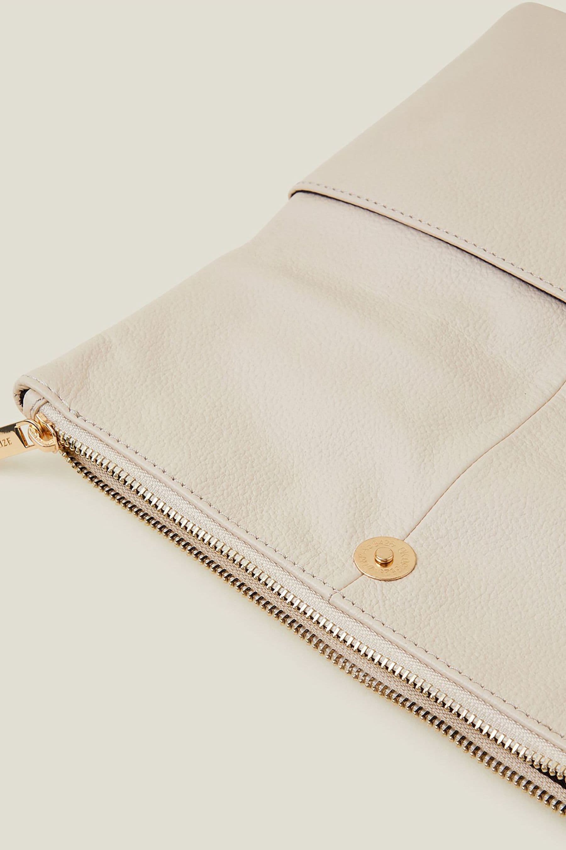 Leather fold over clutch bag top