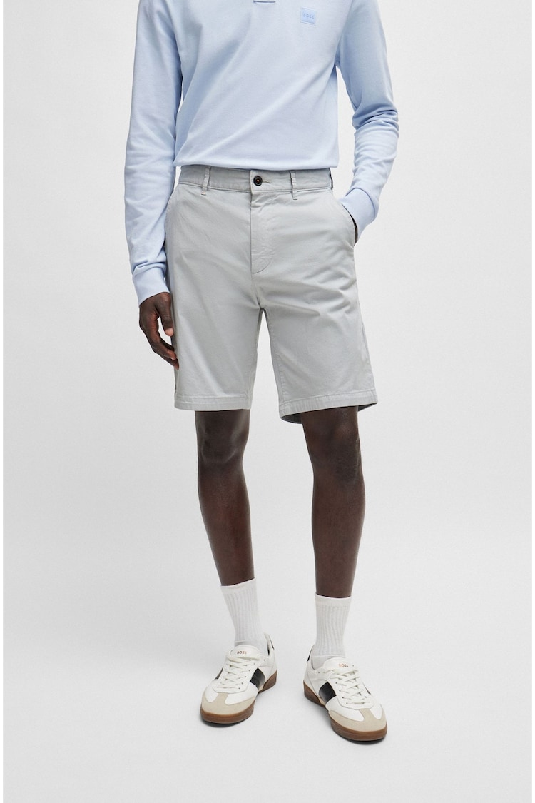 BOSS Grey Slim Fit Stretch Cotton Chino Shorts - Image 2 of 5