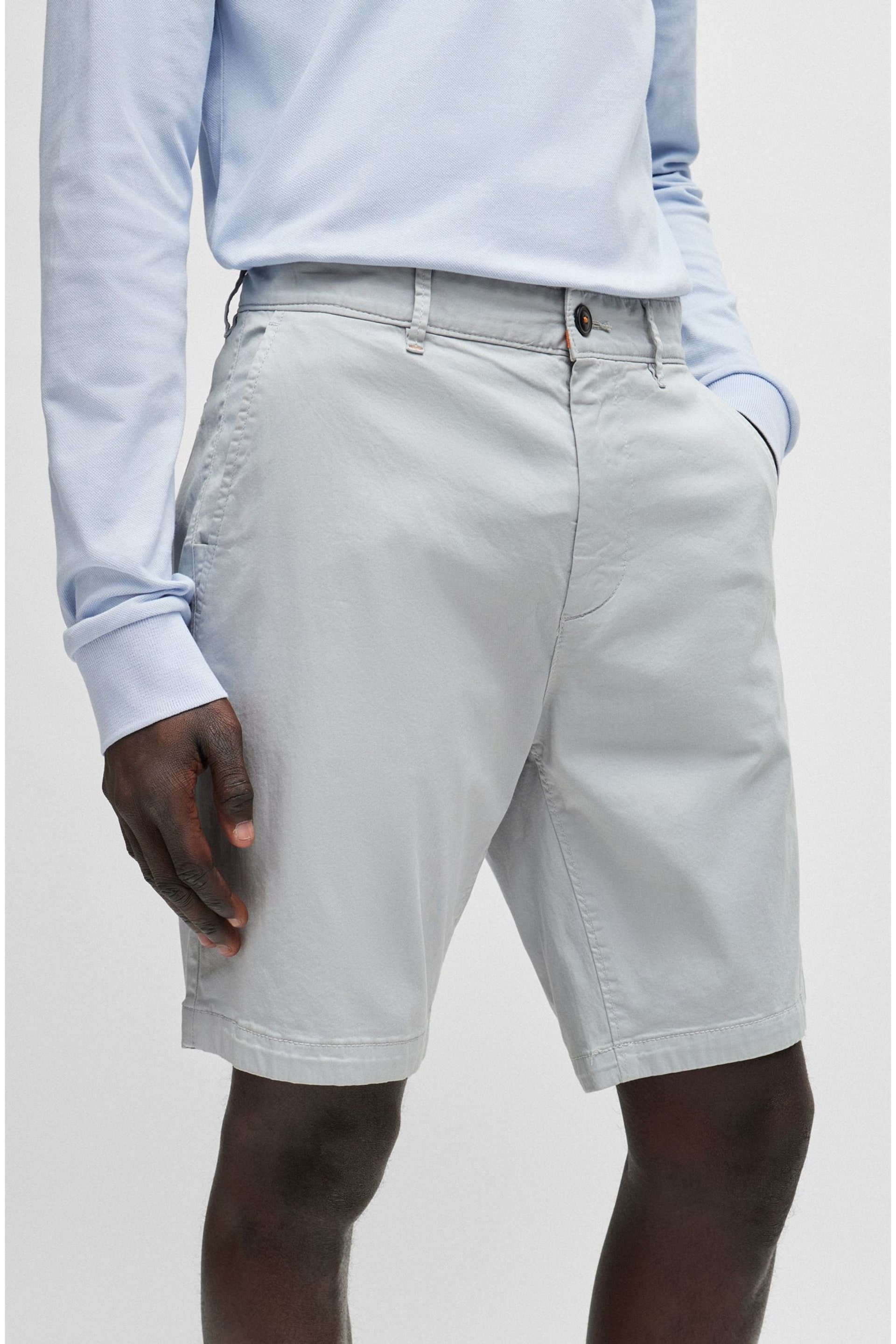 BOSS Grey Slim Fit Stretch Cotton Chino Shorts - Image 4 of 5