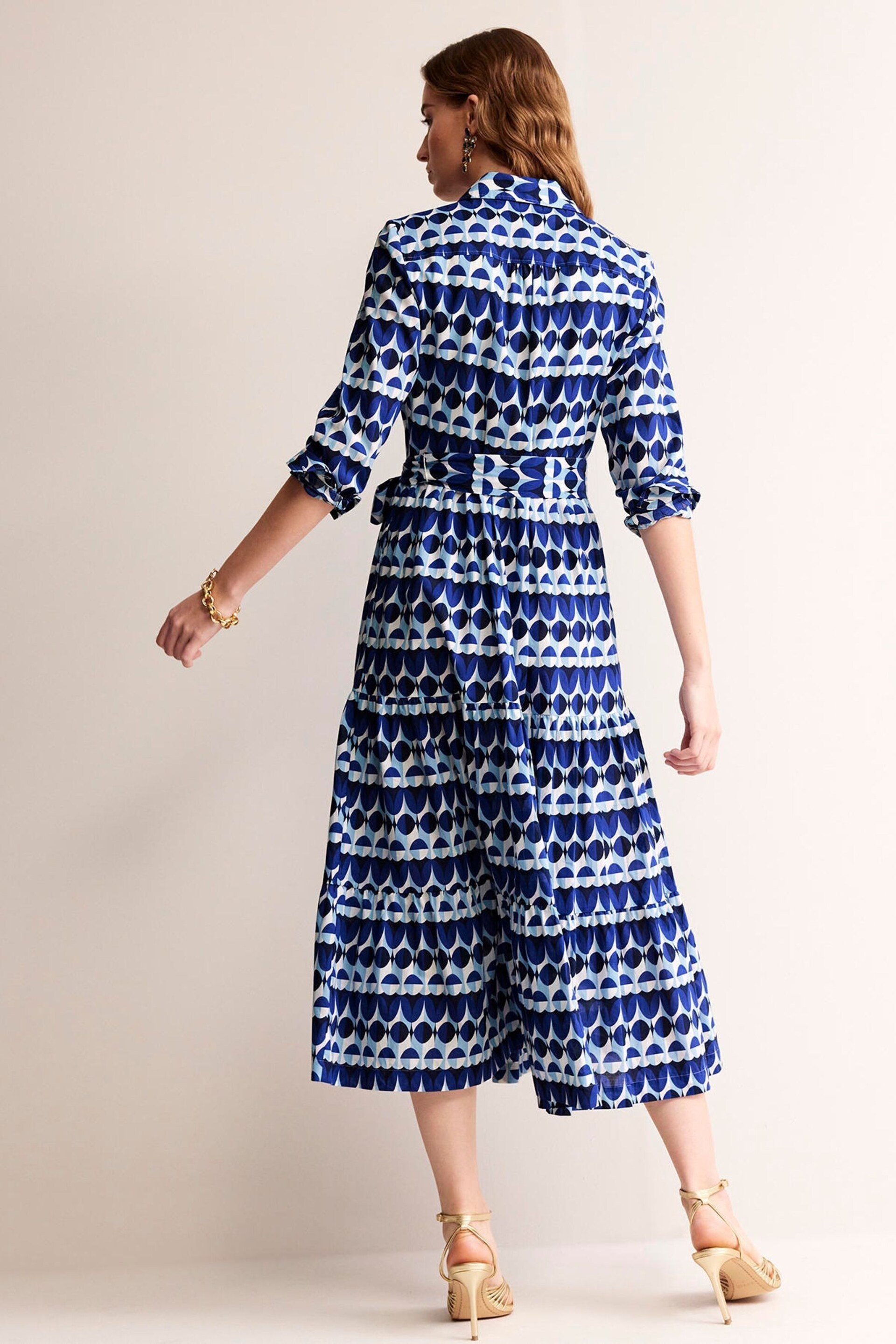 Boden Blue Flo Cotton Midi Shirt Dress - Image 4 of 6