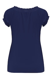 Pour Moi Blue Payton Contrast Stitch Cap Sleeve Stretch Jersey Top - Image 4 of 4