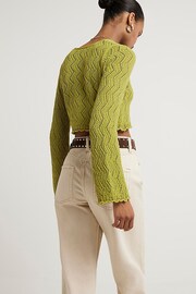 River Island Green Crochet Button Up Cardigan - Image 3 of 5