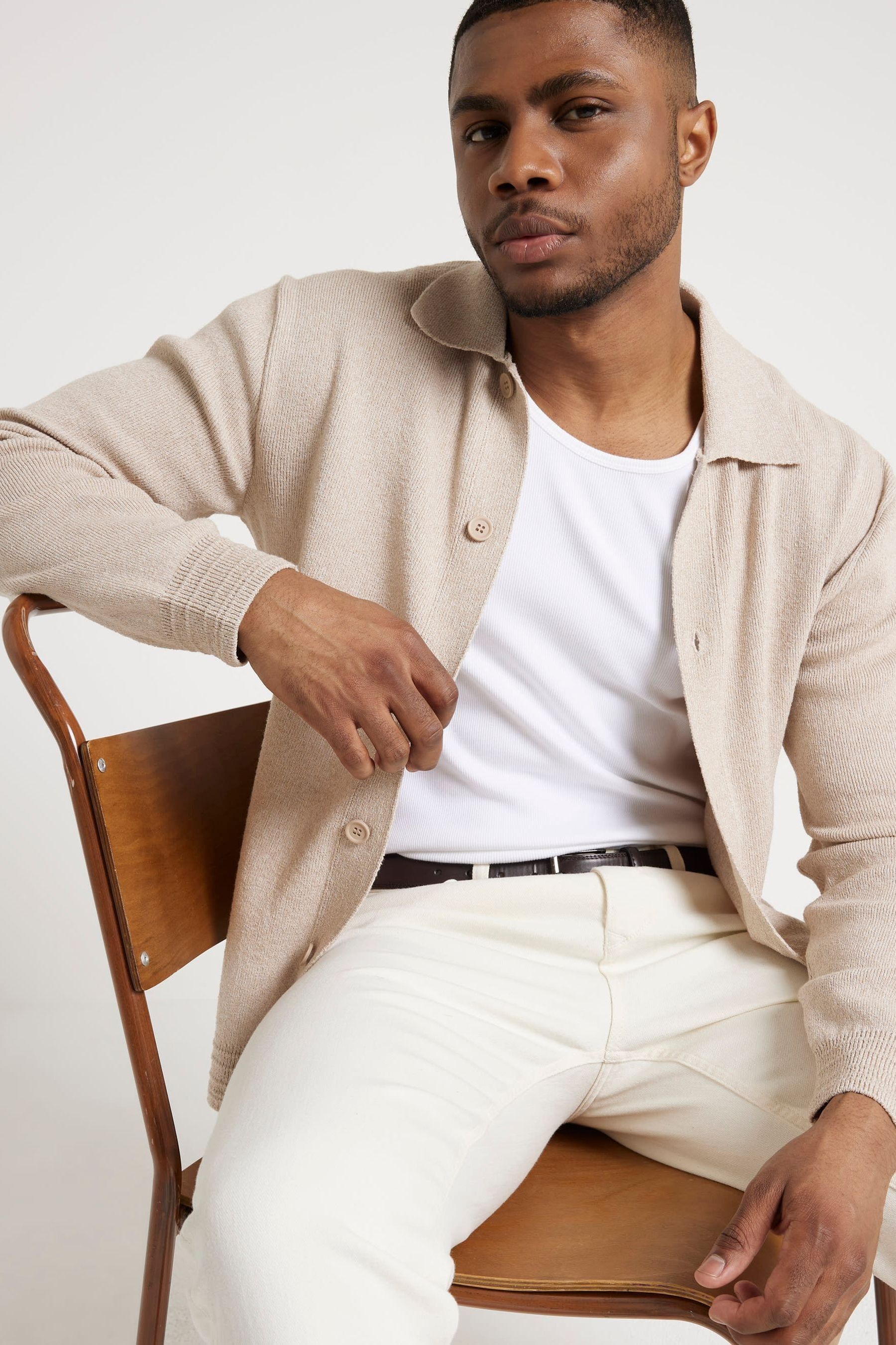 Buy River Island Natural Long Sleeve Boucle Knitted Cardigan from Next Malta