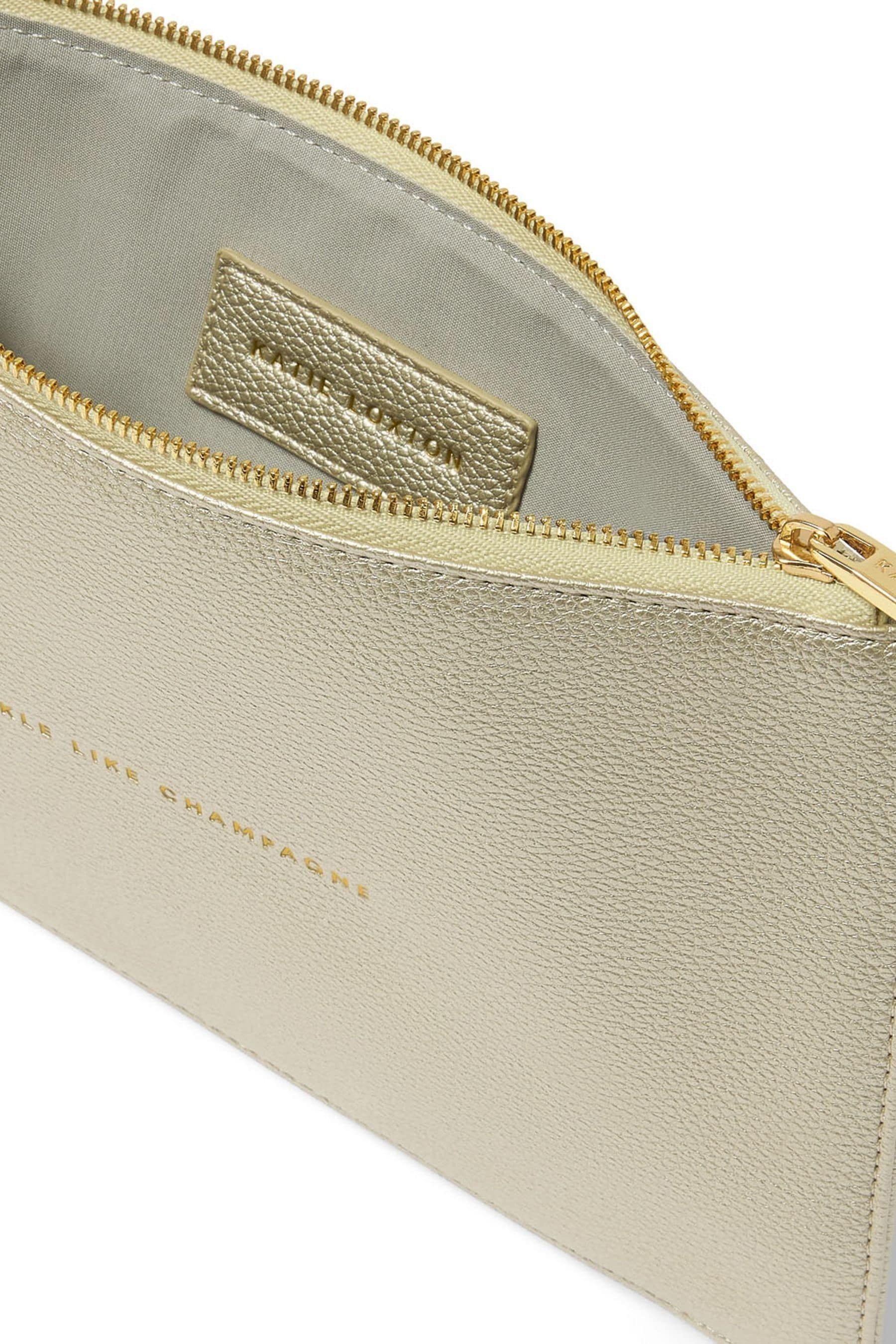 Katie Loxton Gold Sentiment Zip Through Clutch Bag