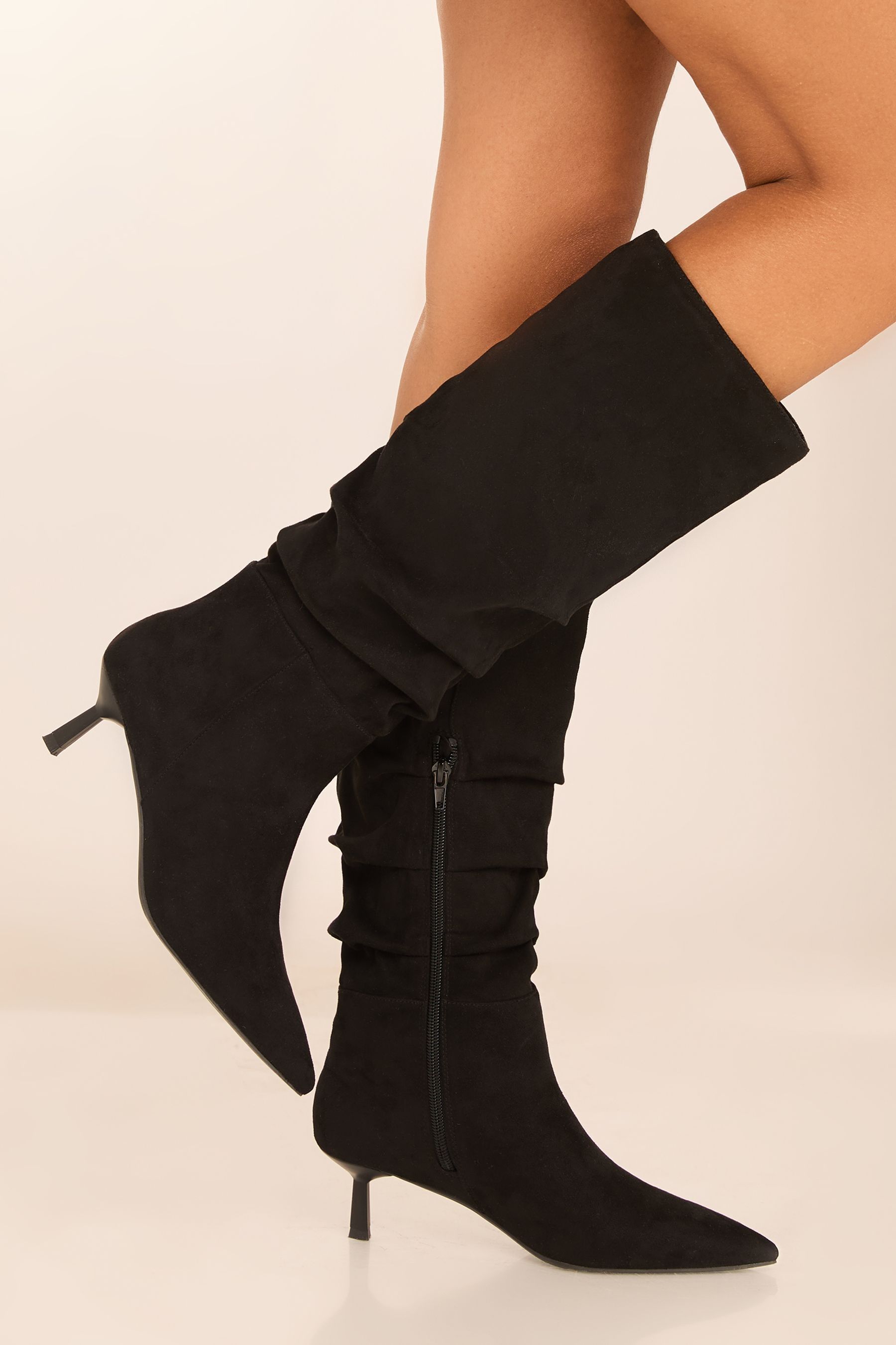 Knee high kitten heel boots hot sale