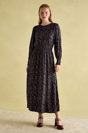 Joules Georgina Navy Multi Elasticated Waist Maxi Dress - Image 1 of 8