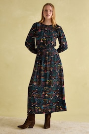 Joules Georgina Navy Multi Elasticated Waist Maxi Dress - Image 7 of 8