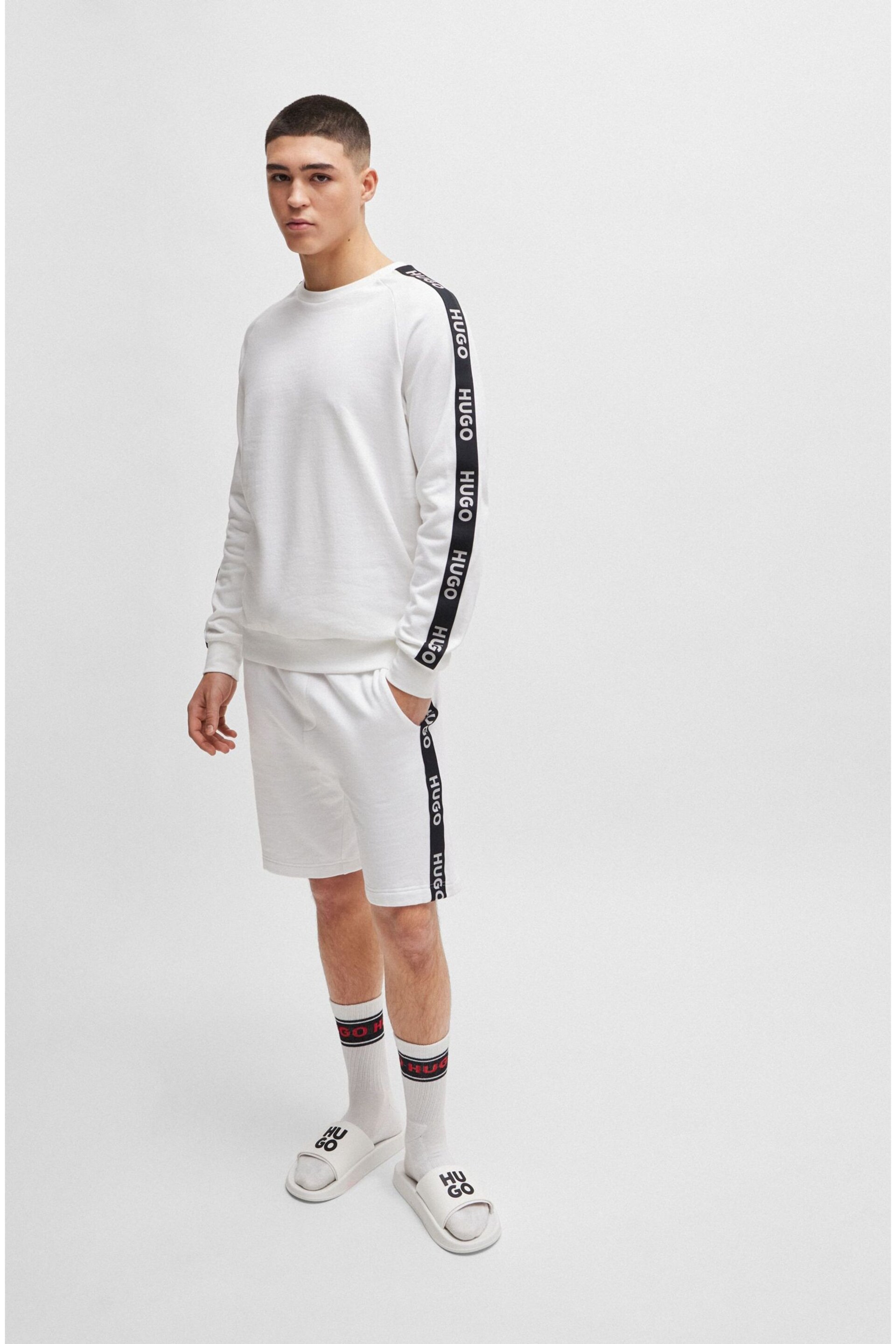 HUGO Cotton-Terry Sweatshirt With Logo Tape and Ribbed Cuffs - Image 3 of 5