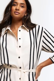 River Island Cream Stripe Midi Shirt Dress - Image 3 of 4