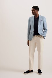 Ted Baker Blue Damaskj Slim Cotton Linen Blazer - Image 1 of 6