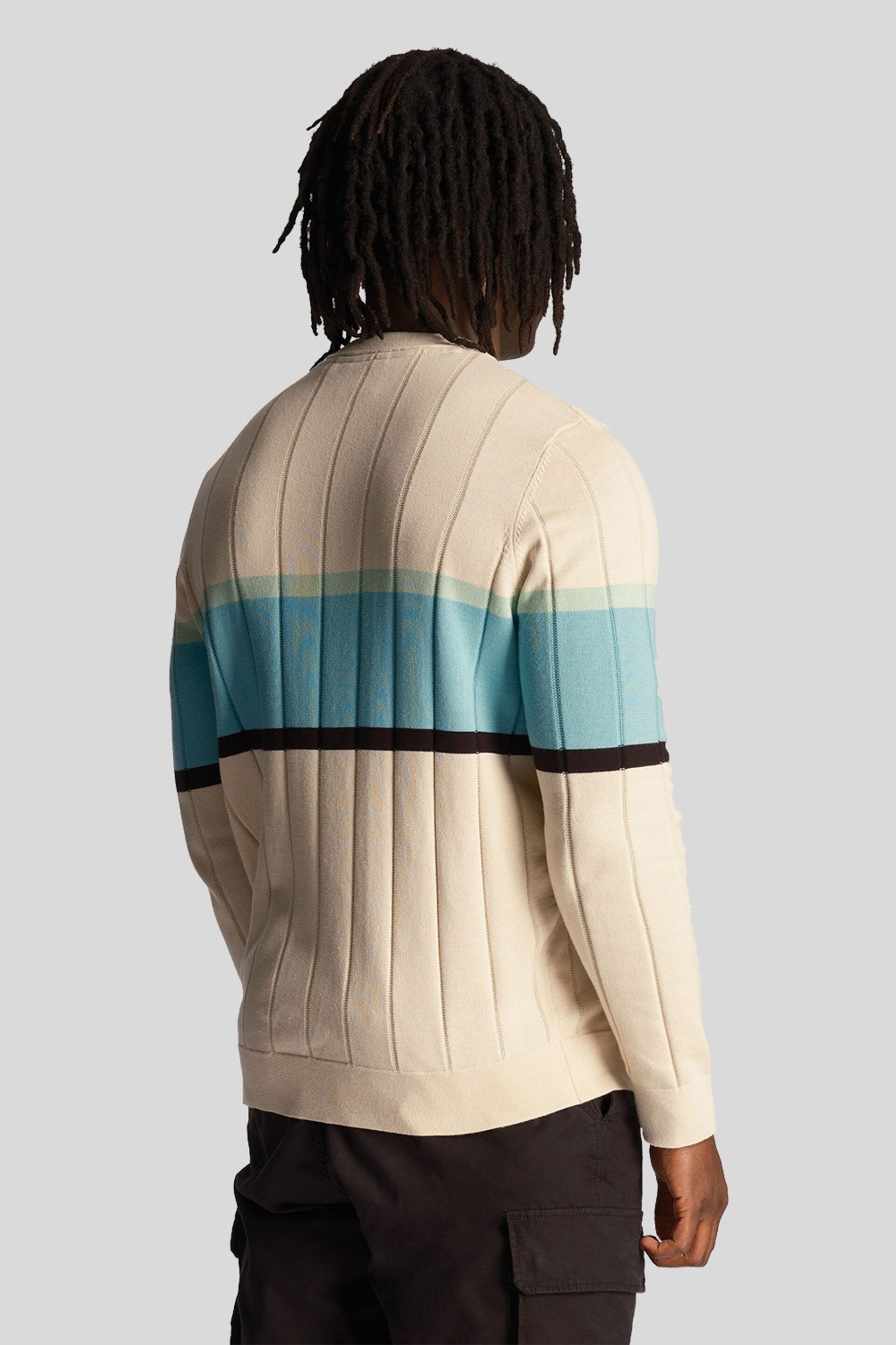 Lyle & Scott Cream Volley Stripe Knitted Jumper - Image 2 of 5