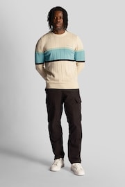 Lyle & Scott Cream Volley Stripe Knitted Jumper - Image 4 of 5