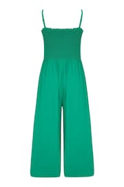 Pour Moi Green Strapless Shirred Bodice Crop Leg Beach Jumpsuit - Image 4 of 4