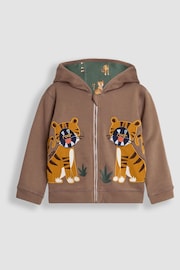 JoJo Maman Bébé Mocha Safari Cats Applique Reversible Hoodie - Image 4 of 8