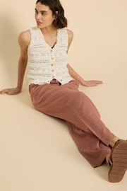White Stuff Tan Brown Linen Blend Belle Wide Trousers - Image 4 of 7