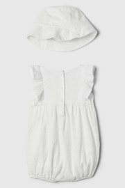 Gap White Linen-Blend Print Rompersuit and Bucket Hat Set (Newborn-24mths) - Image 2 of 3