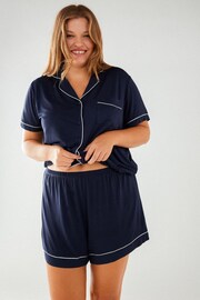 Chelsea Peers Blue Curve Modal Button Up Short Pyjama Set - Image 3 of 5