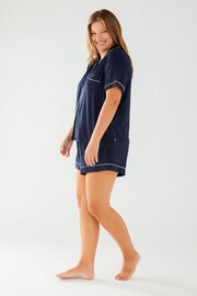 Chelsea Peers Blue Curve Modal Button Up Short Pyjama Set - Image 4 of 5