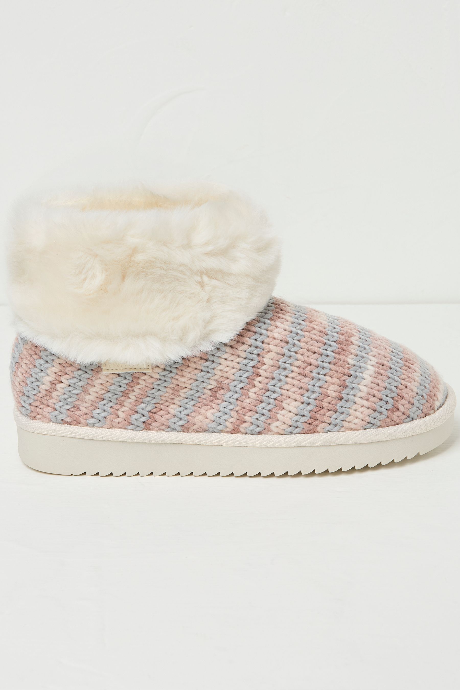 Buy FatFace Light Pink Faux Fur Cuff Knit Boots from Next Luxembourg