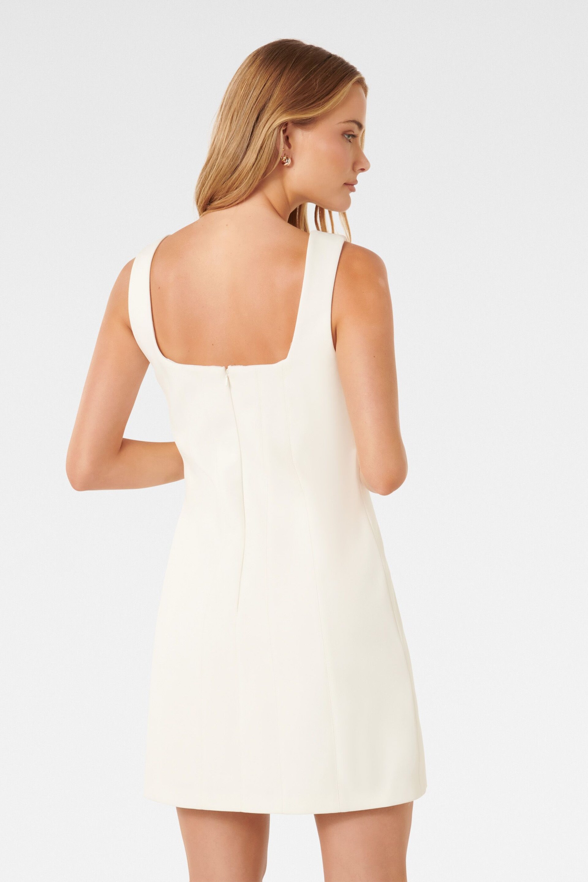 Forever New White Kate Structured Rosette Mini Dress - Image 2 of 5