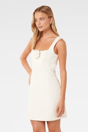 Forever New White Kate Structured Rosette Mini Dress - Image 3 of 5