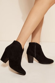 Friends Like These Black Wide Fit Faux Suede Mid Block Heel Cowboy Boot - Image 2 of 4