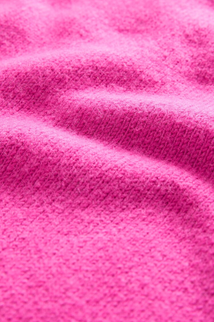 Buy Bright Pink Relaxed Soft Touch Crew Neck Midi Knitted Jumper Dress