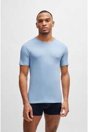 BOSS Blue Three-Pack Of Underwear T-Shirts In Cotton Jersey - Image 4 of 5