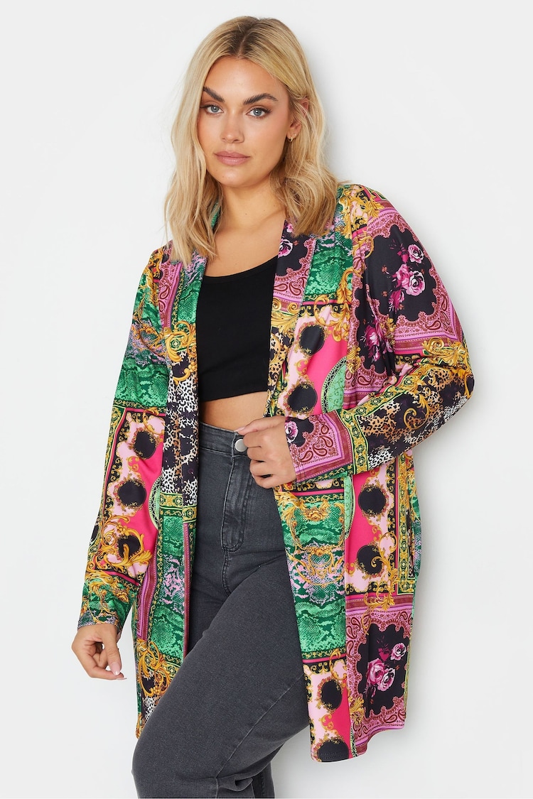 Yours Curve Multi Tile Print Blazer - Image 1 of 4