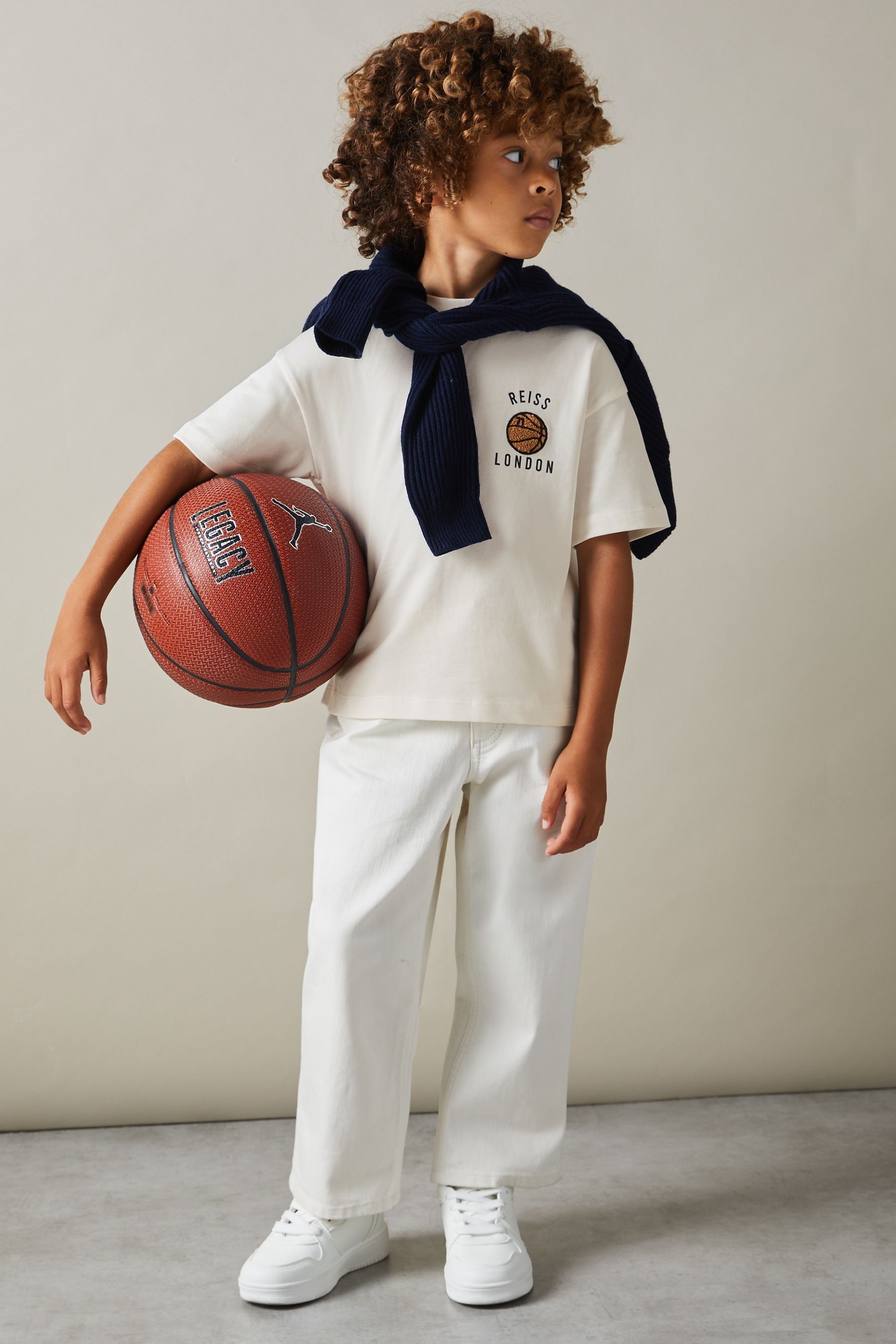 Buy Reiss Off White Kirby Senior Oversized Cotton Basketball Motif T Shirt from Next Malta