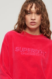 SUPERDRY Pink SUPERDRY Velour Graphic Boxy Crew Sweatshirt - Image 3 of 6